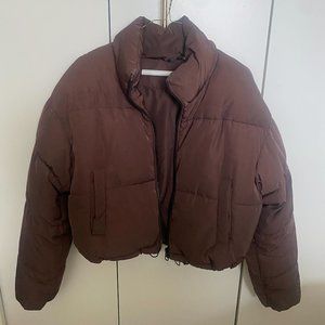 Cropped Drop Shoulder Oversized Puffer Jacket